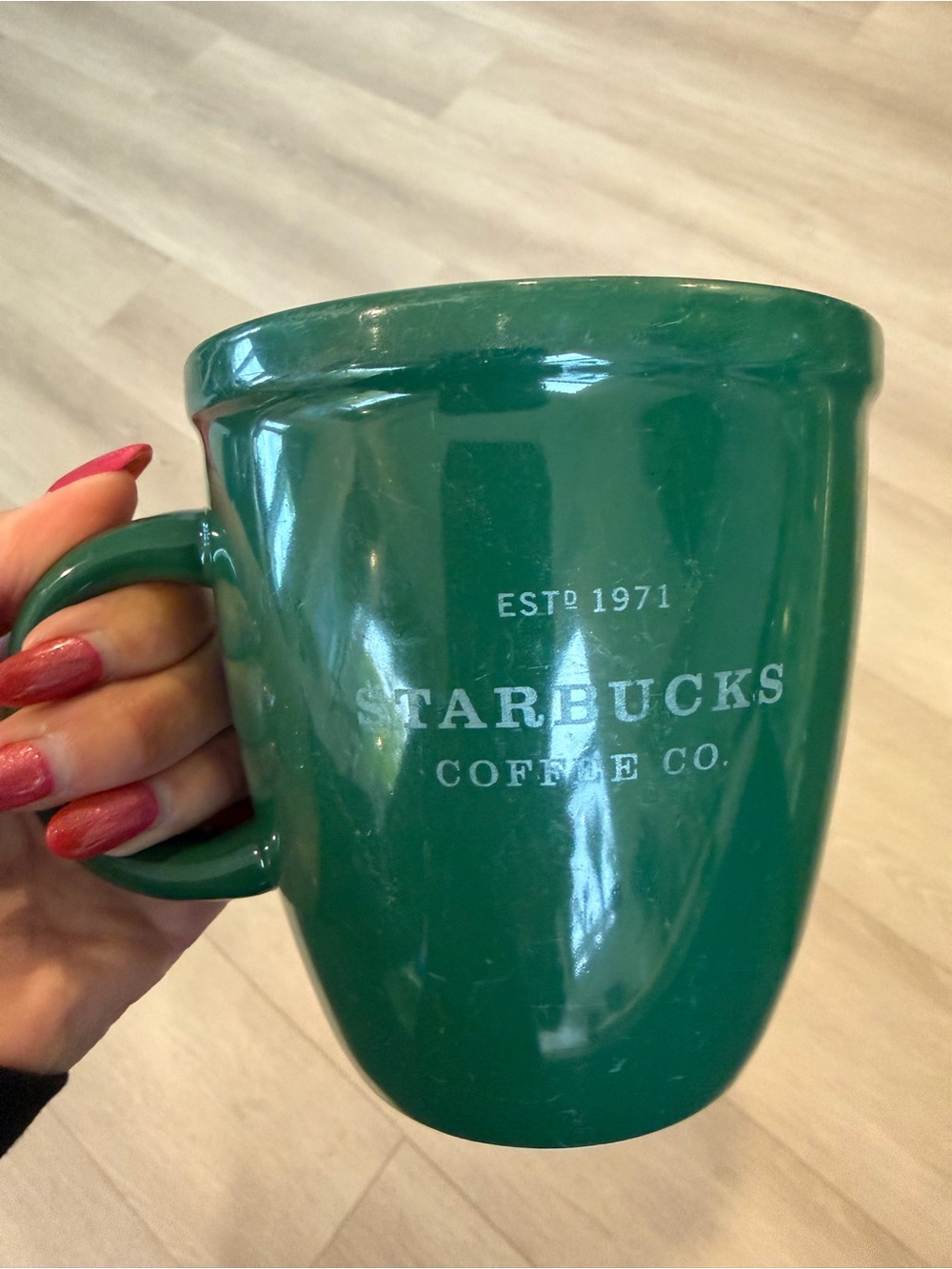 STARBUCKS Classic Green Ceramic Coffee Mugs - Set of 2 deep hunter green- EST 71